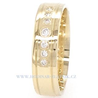 Snubní prsten ze žlutého zlata s brilianty F0132Z+K Kámen: Briliant, velikost: 48