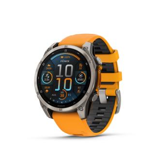 Garmin fenix 8 - 47 mm, AMOLED Sapphire, Titanium, Carbon grey DLC titanium, Orange/Graphite silikonový řemínek