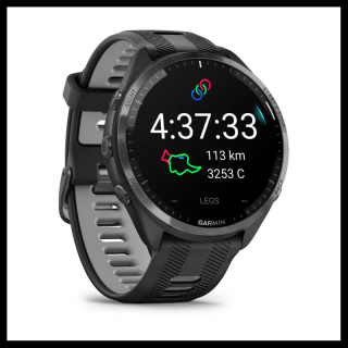 Garmin Forerunner 965, titanová luneta Carbon Grey DLC, pouzdro Black, řemínek silicone Black/Grey