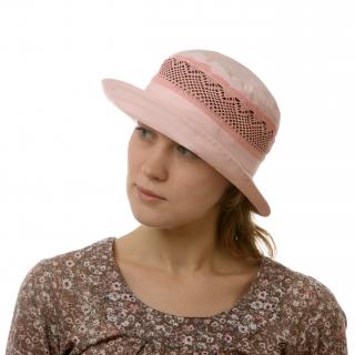 Růžový klobouk zdobený krajkou Velikost: 55