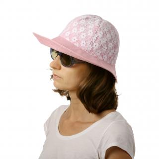 Růžový letní klobouk s krajkou Velikost: 55
