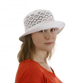 Stylový dámský klobouk z bílé bavlny Velikost: 55