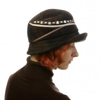 Tmavě hnědý dámský hladký klobouk z vlny Velikost: 55