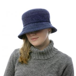 Tmavě modrý dámský vlněný klobouk pro podzim a zimu Velikost: 55