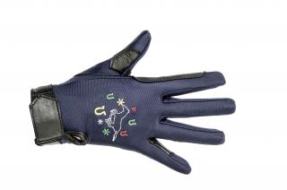 Jezdecké rukavice dětské HKM, 12 let, modré Velikost: 12let