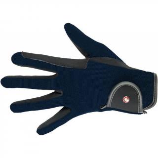 Jezdecké rukavice HKM - Professional - Nubukový vzhled Velikost: Tmavě modré, dětské 12 let