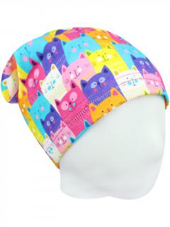 V-Mart, Jarní/podzimní čepice Barevné kočičky 44-46 cm