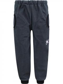 V-Mart, Softshellové kalhoty s gumou v pase - šedý melír (s fleecem) 116