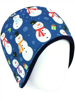 V-Mart, Zateplená čepice Sněhuláci na tmavě modré 52-54 cm