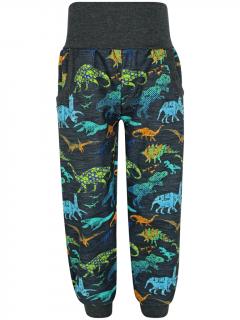 V-Mart, Zateplené softshellové kalhoty Dinosauři na šedé (s fleecem) 104