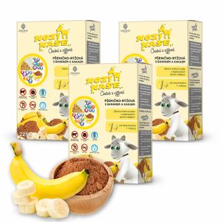 Kozí kaše pšenično-rýžová banán + kakao multipack 3x225g