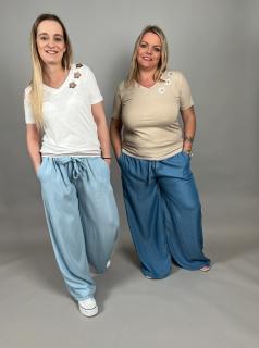 Kalhoty guma JEANS/SUMMER Barva: Světle modrá