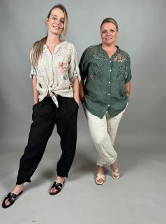 Košile len s krajkou ASTRID Barva: Růžová