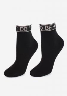 Dámské bavlněné ponožky s lurexem FORTE S53 BLACK, ONE-SIZE (univerzální)