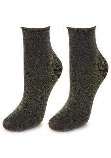 Dámské bavlněné ponožky s lurexem SHINE 04 BLACK/GOLD, 36/40