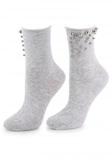 Dámské bavlněné ponožky s perličkami COTTON SILVER TEARS GREY