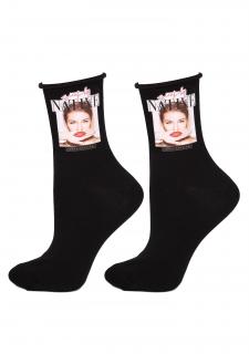 Dámské bavlněné ponožky s pogumovaným obrázkem SC PIN-UP-PRINT S40 BLACK, 36/40