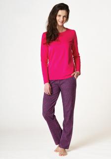 Dámské bavlněné pyžamo s dlouhými kalhotami LNS 640 KEY RŮŽOVÁ/FIALOVÁ, XL