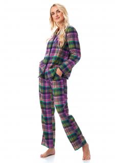 Dámské flanelové pyžamo s dlouhými kalhotami LNS 409 KEY FIALOVÁ, 4XL