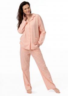 Dámské flanelové pyžamo s dlouhými kalhotami LNS 442 KEY BROSKVOVÁ, XL
