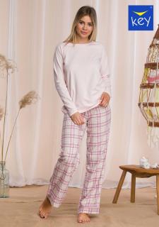 Dámské pyžamo s flanelovými kalhotami LNS 042 KEY RŮŽOVÁ, 3XL