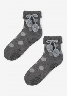 Hřejivé dámské ponožky s bambulkami ABS TERRY W42 MARILYN DARK GREY, 36/40