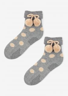 Hřejivé dámské ponožky s bambulkami ABS TERRY W42 MARILYN LIGHT GREY, 36/40