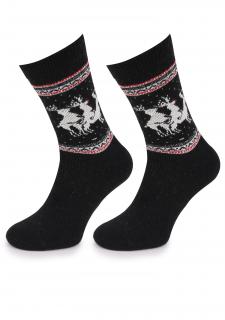 Hřejivé pánské ponožky se soby TERRY R23 BLACK, 41/45