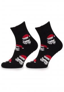 Hřejivé vánoční pánské ponožky TERRY R21 BLACK, 41/45