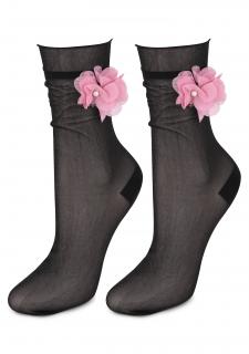 Jemné dámské ponožky AIR SOCKS FLOWER BLACK, 36/40