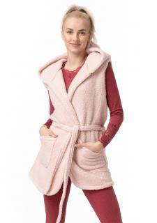 Krátká dámská hřejivá vesta s kapucí HOMEWEAR LHW 152 KEY SV. RŮŽOVÁ, S/M