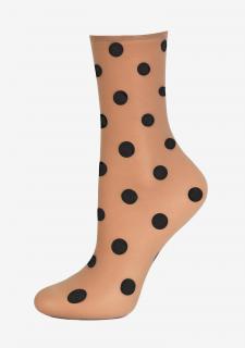 Punčochové ponožky s puntíky FORTE BIG DOTS MARILYN BEIGE, ONE-SIZE (univerzální)