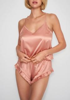 Pyžamový saténový top SEVILLE POUPEE MARILYN PINK GOLD, 38