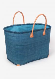 Slaměný velký plážový koš POUPEE MARILYN BLUE, ONE-SIZE (univerzální velikost)