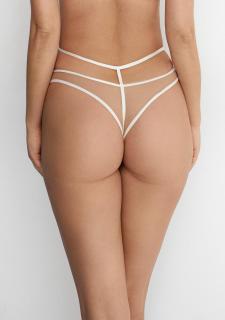 Tanga z vyšívaného tylu PRISCILLA POUPEE MARILYN OFF WHITE/BEIGE, L