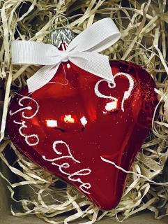 Červená vánoční ozdoba Srdce PRO TEBE Balení: 1ks, Barva: červená, Velikost: 6 cm