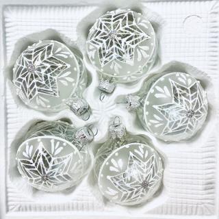 Exkluzivní skleněná vánoční ozdoba s dekorem pavučiny (sada 5 ks, Velikost 6 cm) IRISA" Balení: 6 ks, Barva: čirá, Velikost: 6 cm