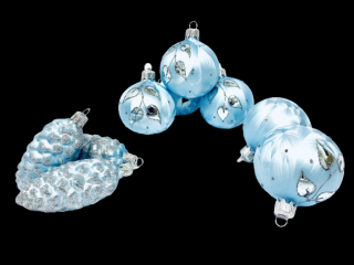 Irisa LUXUSNÍ SET Vánoční ozdoby VIOLA -  modrá  , BOX 39 ks Balení: 39ks, Barva: modrá, Velikost: 7 cm