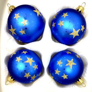Irisa Modré vánoční ozdoby NOČNÍ NEBE - sada 4 ks velikost 7 cm Balení: 4ks, Barva: modrá, Velikost: 7 cm