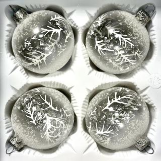 IRISA Sada 4 skleněných koulí 7 cm – Ledová elegance Balení: 4ks, Barva: čirá, Velikost: 7 cm