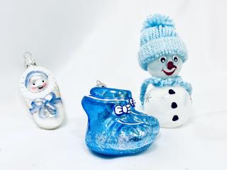 IRISA Skleněná vánoční ozdoba Zimní kouzlo pro nejmenší (3 ks, 7 cm) Balení: 3ks, Barva: modrá, Velikost: 7 cm