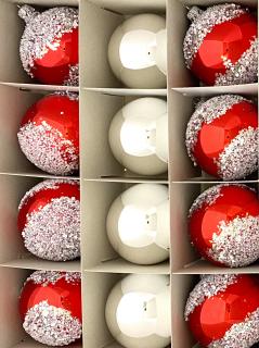 Irisa Vánoční exkluzivní ozdoby ANIKA kombinace červené a stříbrné koule Velikost 8 cm, SET 12 ks Balení: 12ks, Barva: červená;stříbrné, Velikost: 8…