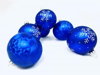 Irisa Vánoční exkluzivní ozdoby ELEONORA modré koule dekor vločka, mrazolak   Velikost 7 cm, SET 12 ks Balení: 12ks, Barva: modrá, Velikost: 7 cm