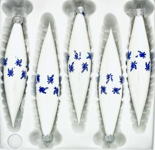 Irisa Vánoční ozdoby ANETA bílá raketa s dekorem cibulák 14 cm, 5 ks Balení: 5ks, Barva: bílá, Velikost: 14 cm