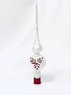 Irisa Vánoční ozdoby bílá špice s dekorem mrazolak květ červený 25 cm, 1 ks Balení: 1ks, Barva: bílá, Velikost: 30 cm