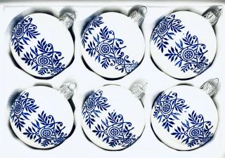 Irisa Vánoční ozdoby DÁŠA bílé koule s dekorem cibulák 7 cm, 6 ks Balení: 6ks, Barva: bílá, Velikost: 7 cm