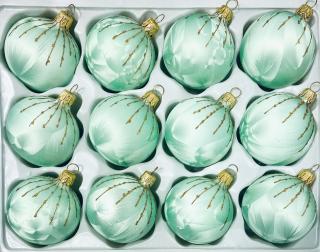 Irisa Vánoční ozdoby MADLEN zelené mrazolak s dekorem 5 cm, SET 12 ks Balení: 12ks, Barva: zelená, Velikost: 5 cm