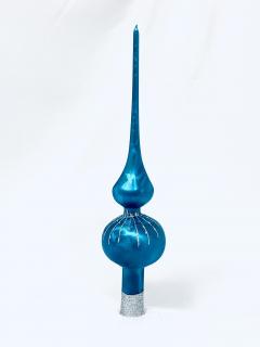 Irisa Vánoční ozdoby modrá špice s dekorem mrazolak linky 28 cm, 1 ks Balení: 1ks, Barva: modrá, Velikost: 30 cm
