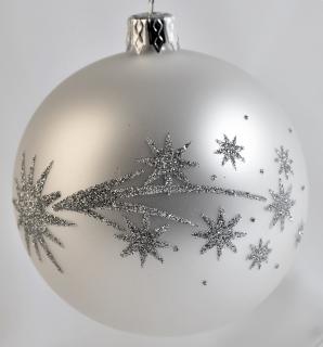 Irisa - Vánoční ozdoby, skleněné vánoční ozdoby, tradiční skleněné vánoční ozdoby Balení: 1ks, Barva: bílá, Velikost: 8 cm