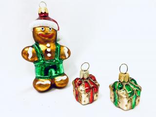 IRISA Vánoční sada ozdob: Usmátý perníček a dárky (3 ks) , 10 cm a 4 cm, hnědá Balení: 3 ks, Barva: hnědá, Velikost: 10 cm;4 cm